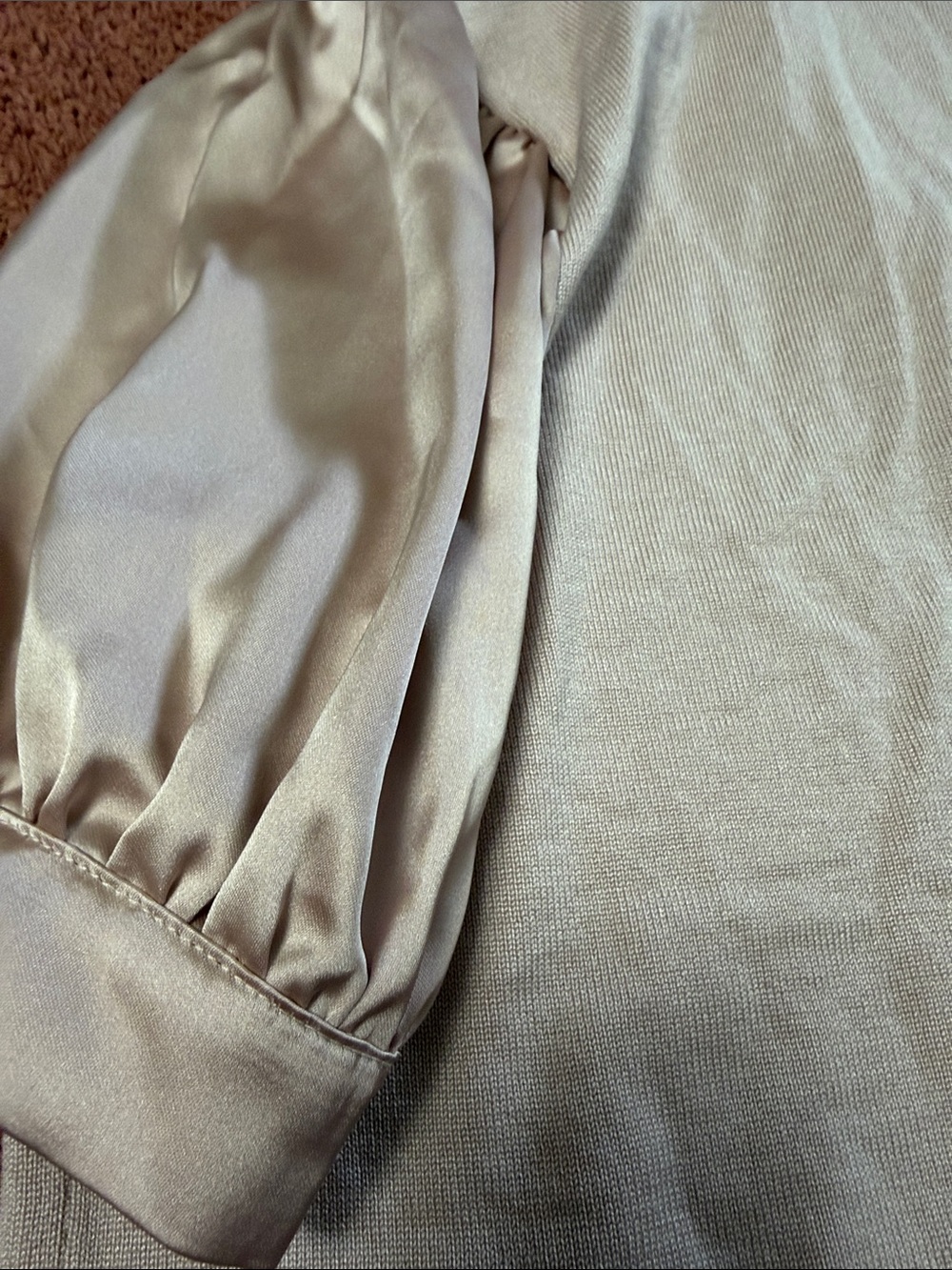Cynthia Rowley Satin Puff-Sleeve Polo Top in Blush - Picture 4 of 4
